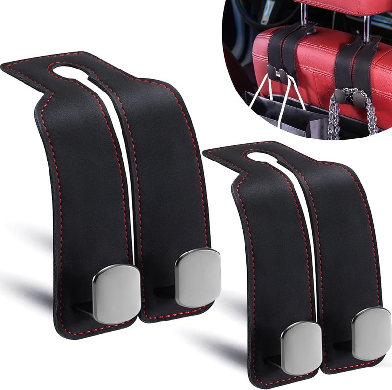 DYREOOE Purse Hook for Car, Universal Thickened Leather Sturdy Metal Car Purse Hook - Double Car Hooks, Bag Hooks for Car (Black - 2 Pack) - Image 1